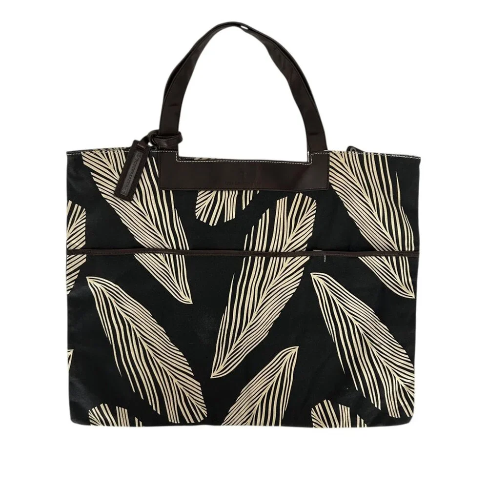 BCBGMaxAzria Palm Leaf Flat Tote Bag NWT